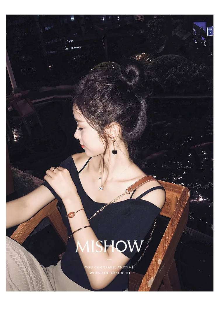 Mishow, короткий рукав, женская футболка, новинка, весна-лето, одноцветная, с вырезом лодочкой, трикотаж, Повседневный, женский, вязанный Топ, MX18B5163