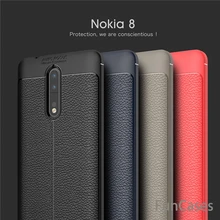Goma de lujo contraportada Anti-Knock Shell cuero grano TPU Coque Funda protectora para Nokia 8 Telefon telefonia