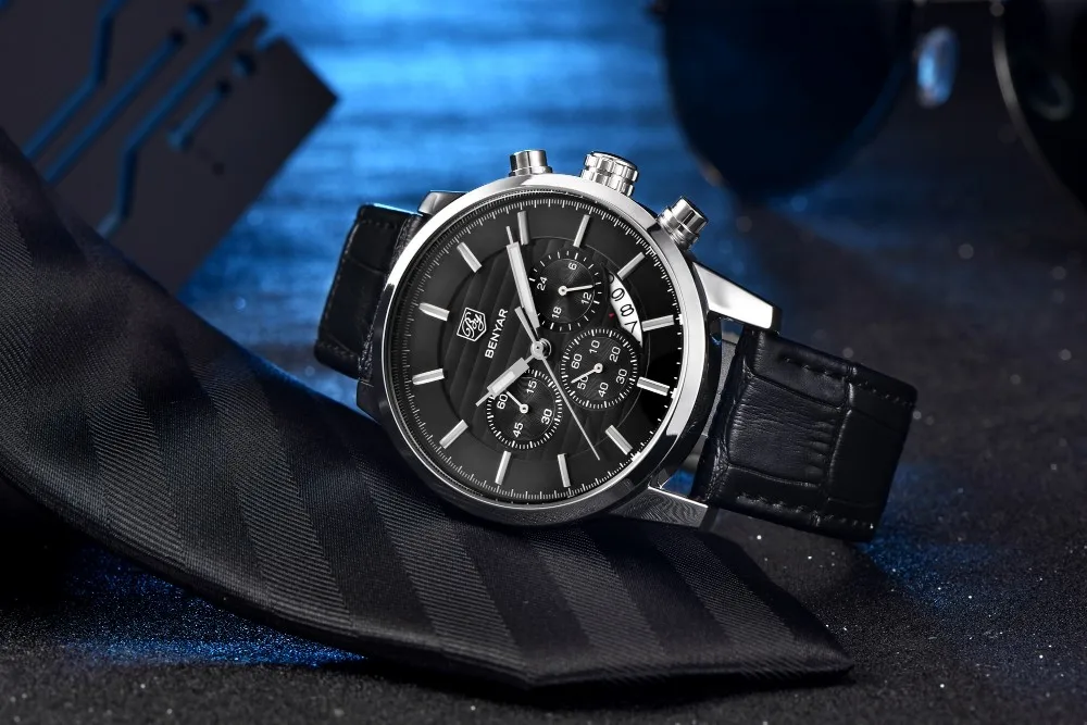 Reloj Hombre BENYAR модные мужские часы брендовые Роскошные бизнес-часы с хронографом спортивные Кварцевые водонепроницаемые часы Relogio Masculino