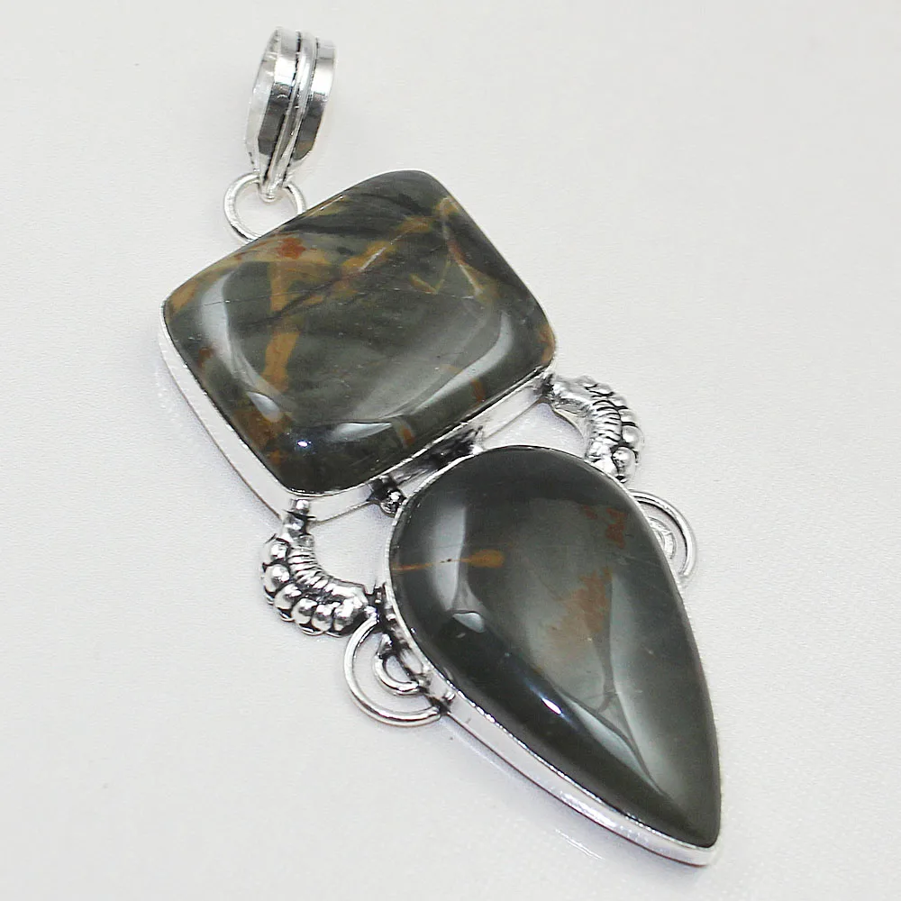 

Black Jaspper Pendant Silver Overlay over Copper , 76 mm, P0857