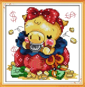 

New Arrive DIY Needlework Pig Tales 11CT DMC Counted Manualidades Cross Stitch Sets for Embroidery Knitting Needles Craft Hobby