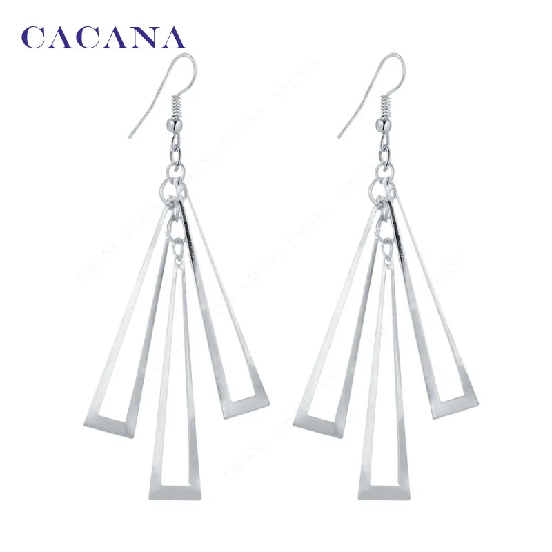 CACANA Dangle Long Earrings Hollow Rectangle Style For Women Bijouterie Hot Sale No.A87 A88