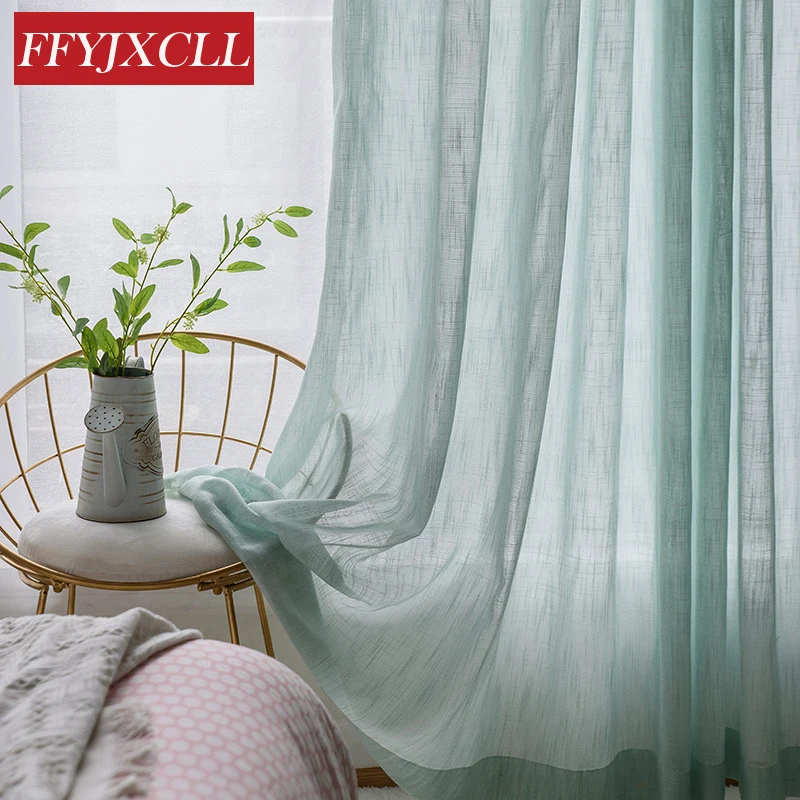 

Cotton Linen Striped Tulle for Living Room Bedroom Kitchen Cafe Drapes Window Screening Sheer Voile Curtains Japan Style