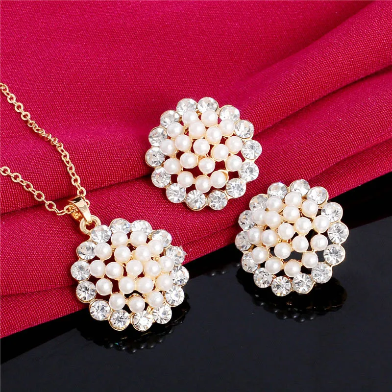 Комплект из колье и серёг с искусственным жемчугом|parure bijoux|parure bijoux femmejewelry sets |