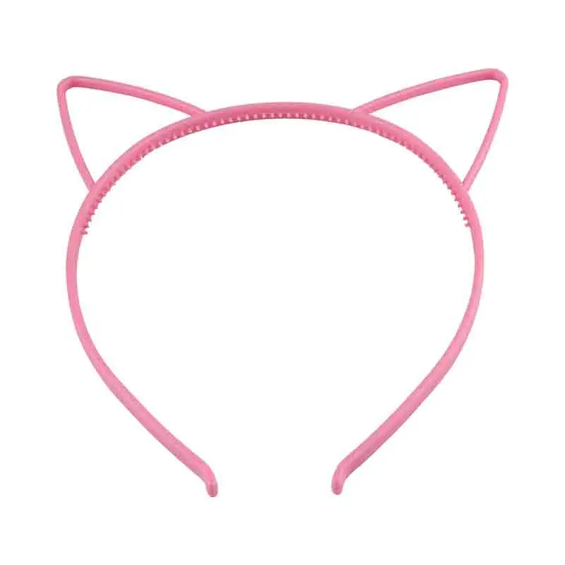 Детская черная повязка на голову с кошачьими ушками, модная повязка на голову для девушек, Сексуальная повязка на голову для детей, аксессуары для волос на день рождения, обруч для женщин - Окраска металла: pink
