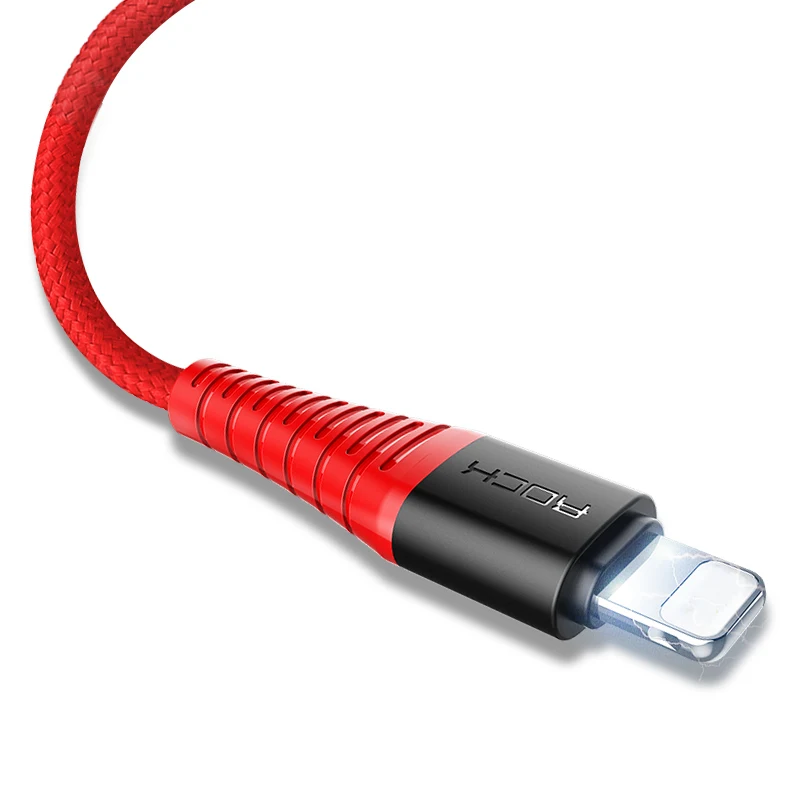 

ROCK USB Cable for iPhone X 8 7 6 plus 5s 2.1A Data Sync Hi-Tensile USB Cable for iPhone XR XS MAX X 7 6s plus charger Cable