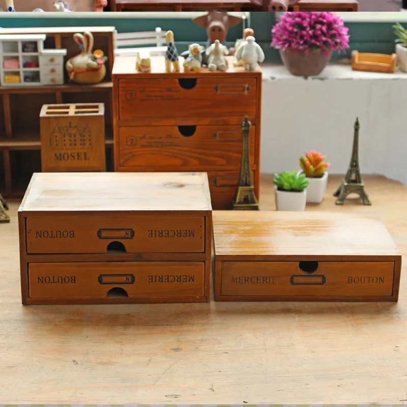Z Retro Vintage Office Desktop Wooden Storage Bo Two Layers Desktop Wooden Storage Bo Two Layers