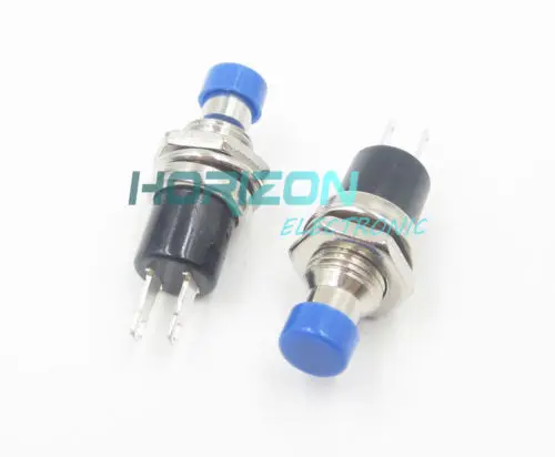 

5PCS Blue Lockless ON/OFF Push button Switch Press the reset switch PBS-110