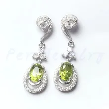 Натуральный настоящий Перидот висячие серьги из серебра 925 пробы 0.95ct* 2шт драгоценный камень за ювелирные украшения Прекрасные ювелирные украшения# TF18100106