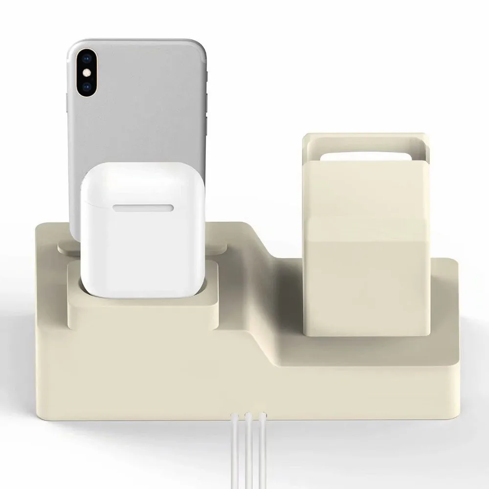 Мягкий силиконовый силикагель Смарт часы Подставка для зарядки 3 в 1 Apple Watch 4 Iphone XS