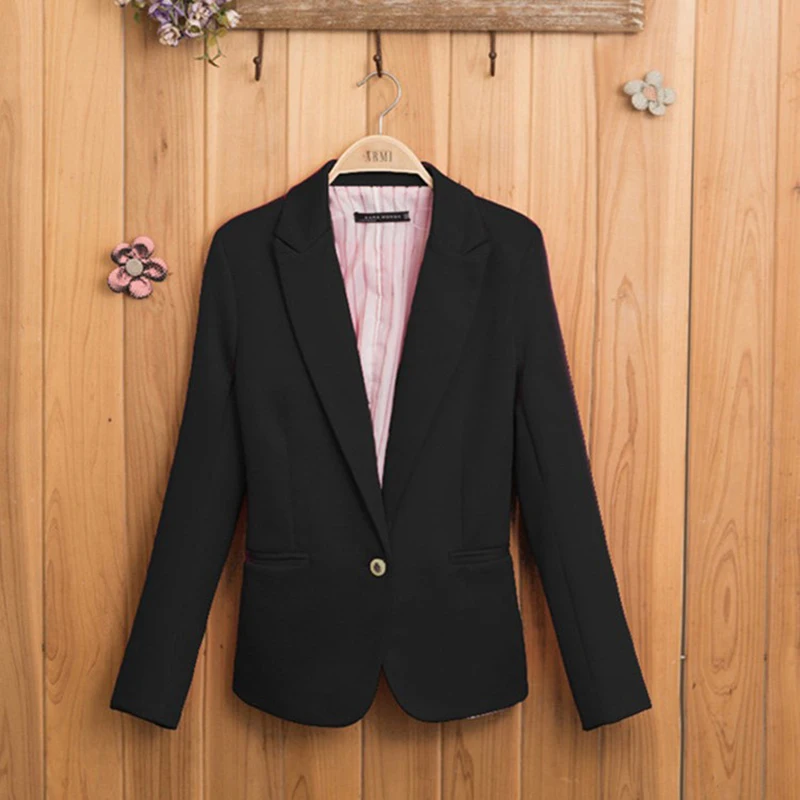 

2018 New Fashion Jacket Blazer Women Suit Long Sleeves Coat Lined With Striped Single Button femme Blazers Jacket Candy-colored