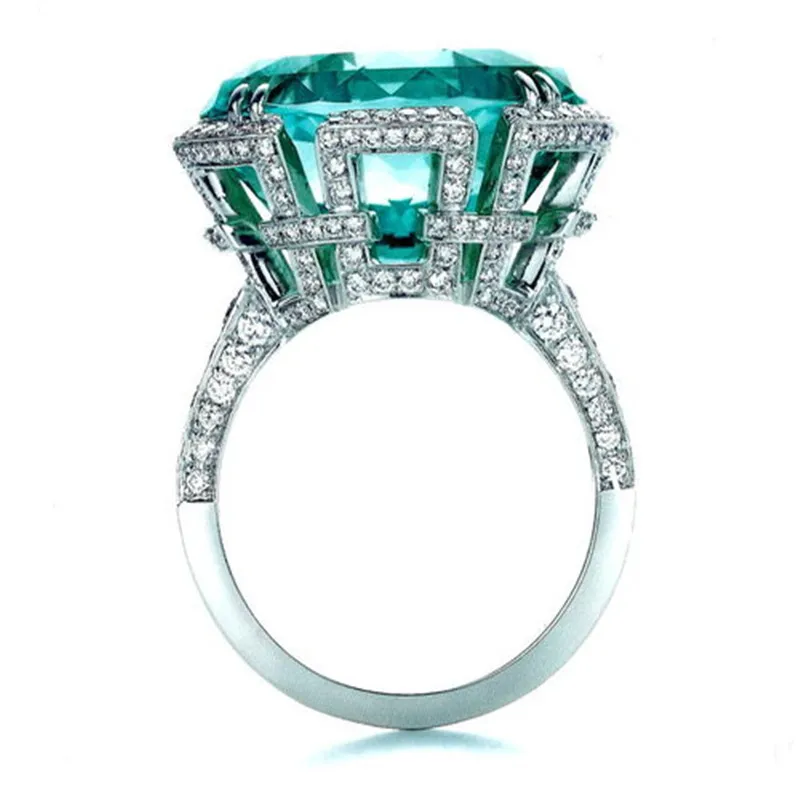 

Big Stone Ring Moonstone Wedding Rings for Women Jewelry Crystal Love Ring Engagement Women Accessories Anillos Mujer
