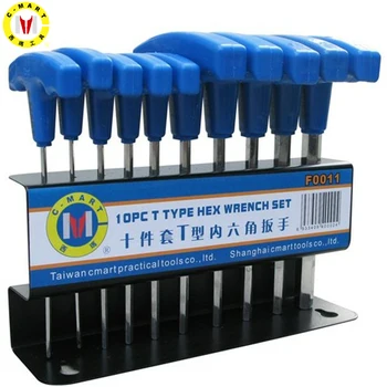 

C-MART Tools 10 Pcs T type Handle Hex Key Set Metric 2.00mm-10.0mm Wrench Sets Non-slip Multifunctional Wrenches Hand Tools