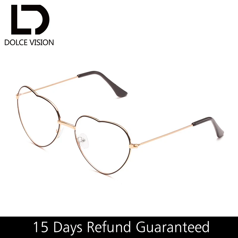 

DOLCE VISION Gold Heart Clear Lens Optical Glasses Frame Spectacles Women Fashion Glasses Metal New Eyeglasses Gafas Female