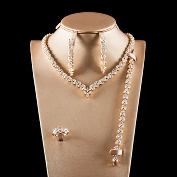 

LAN PALACE ne'w original desig copper alloy 5A cubic zirconia jewellery set earrings necklace ring bracelet free shipping