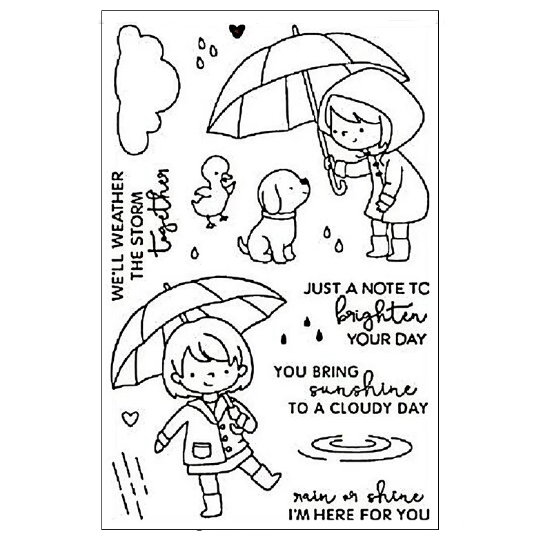 

Happy rainy day silicone clear stamp DIY scrapbooking for albulm photo decorative transparent dog stamp for card making