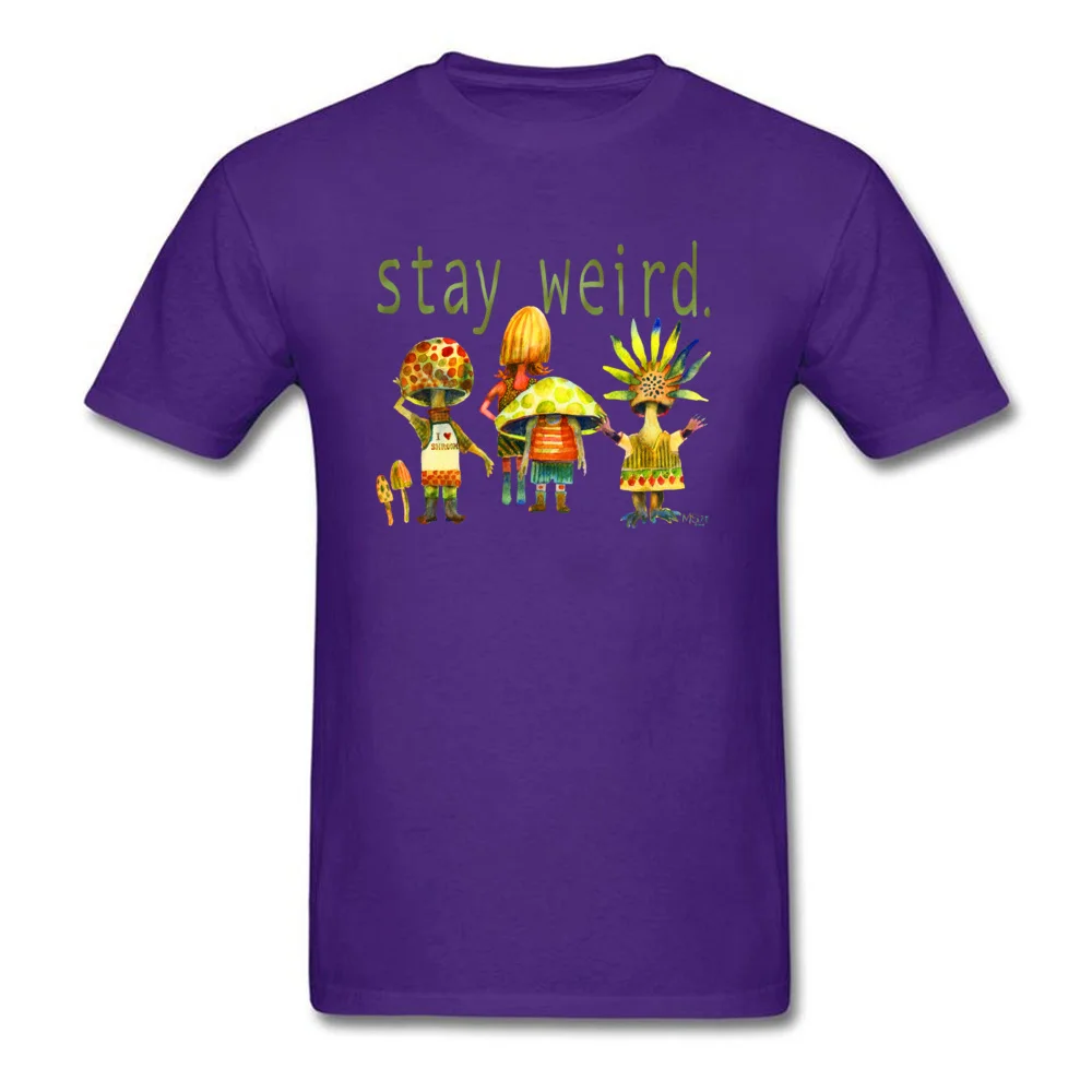  Mens Tshirts Europe Design T Shirt 100% Cotton Crew Neck Short Sleeve Summer Tee-Shirt April FOOL DAY Wholesale Stay Weird Mushroom Heads by dotsofpaint purple