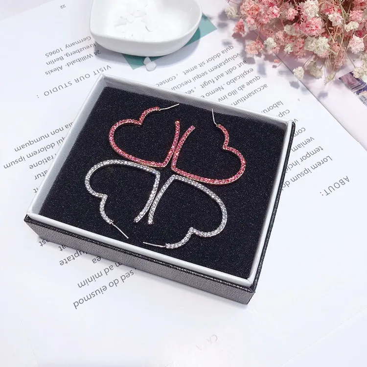 big heart full cz earring 925 silver post Hypoallergenic fadeless fashion jewelry stud earrings for women girl Christmas gift
