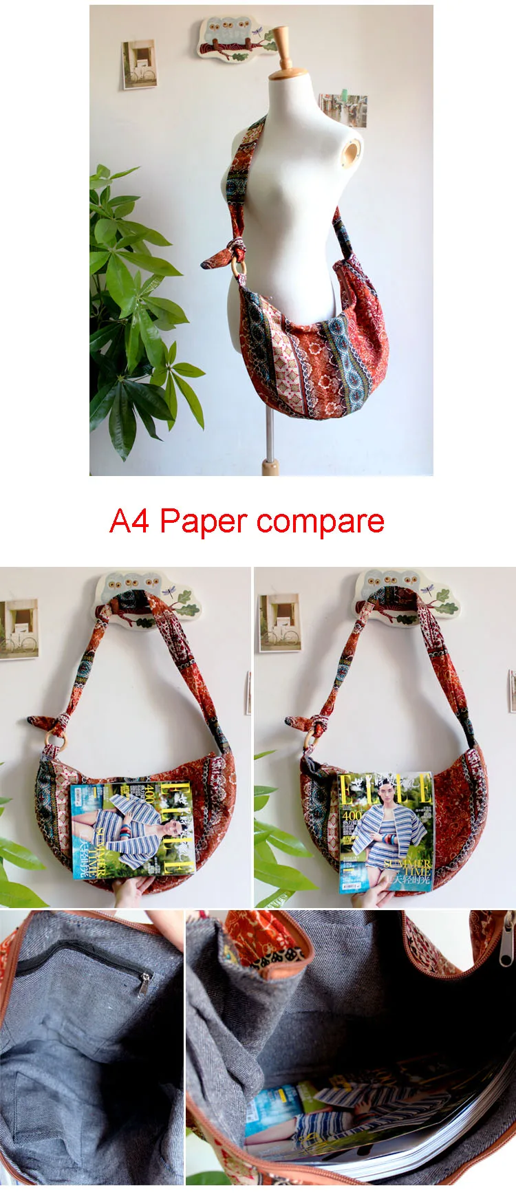 800Hippie Crossbody Bag Thai Top Zip Hobo Sling Bag Handmade Hipster Messenger Bag (13)