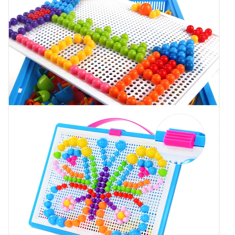 DIY Set ConstructionToys Pixel Art Beads Kid's Constructor Stem Toys Mushroom Granules Inserted Into Blocks Toys For Children
