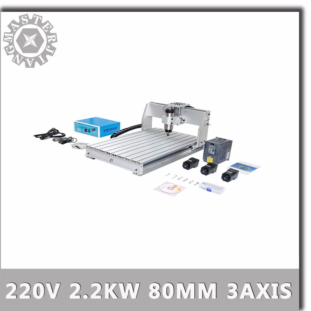 220 В 2 кВт 80 мм шпиндель воздушного охлаждения HY VFD 6040T CNC машина 2200 Вт 3 оси с