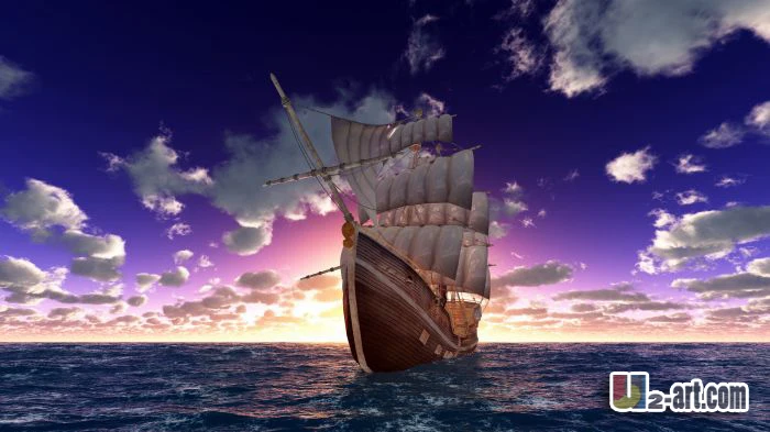 

Big boar sailing to faraway with low sky canvas seascape prints reproduction of beautiful sea forwall decoration/ 16''x28''