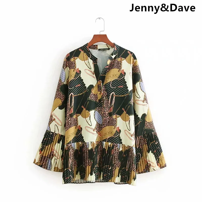 Дженни и Дейв 1214 blusa feminina печати кимоно с оборками blusas mujer de mod рубашка для женщин топы корректирующие блузки для малышек плюс размеры