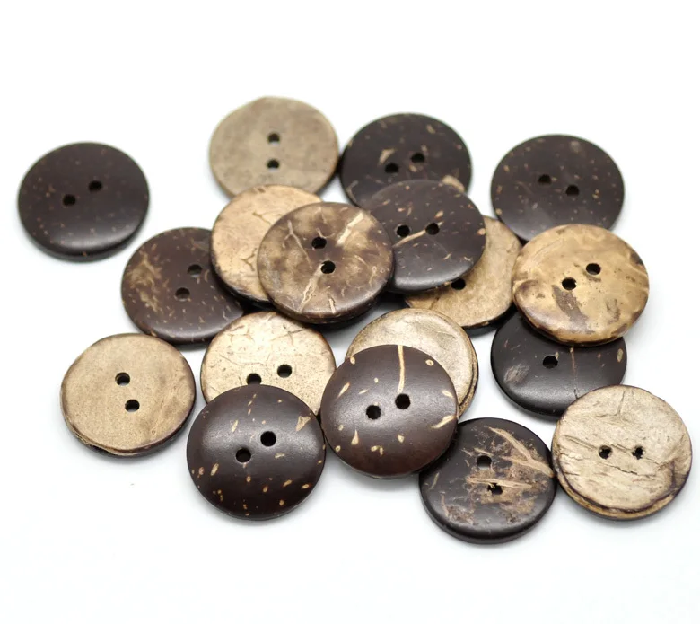 

70Pcs Brown Coconut Shell 2 Holes Sewing Buttons Scrapbooking 20mm(3/4")Dia