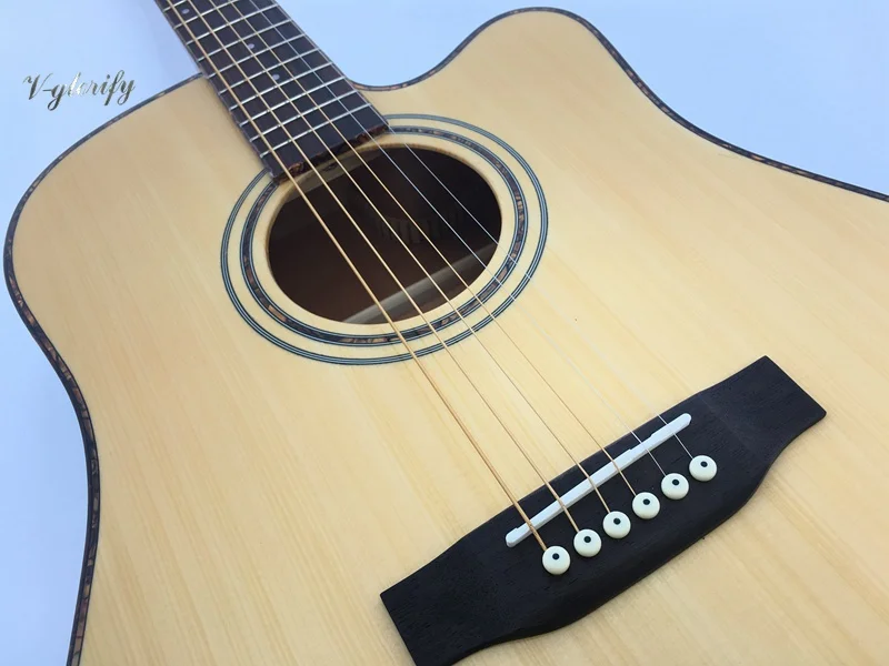 Зеленый корпус привязки 41 дюймов Акустическая гитара твердая ель хороший звук бесплатно аксессуары для гитары