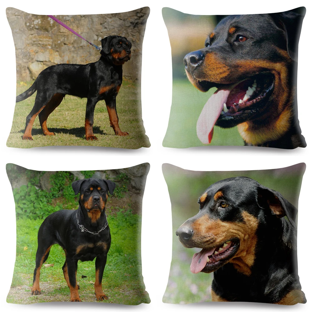 Наволочка для собак из Германии Loyalty Rottweiler 45*45 см льняные Чехлы подушек чехол