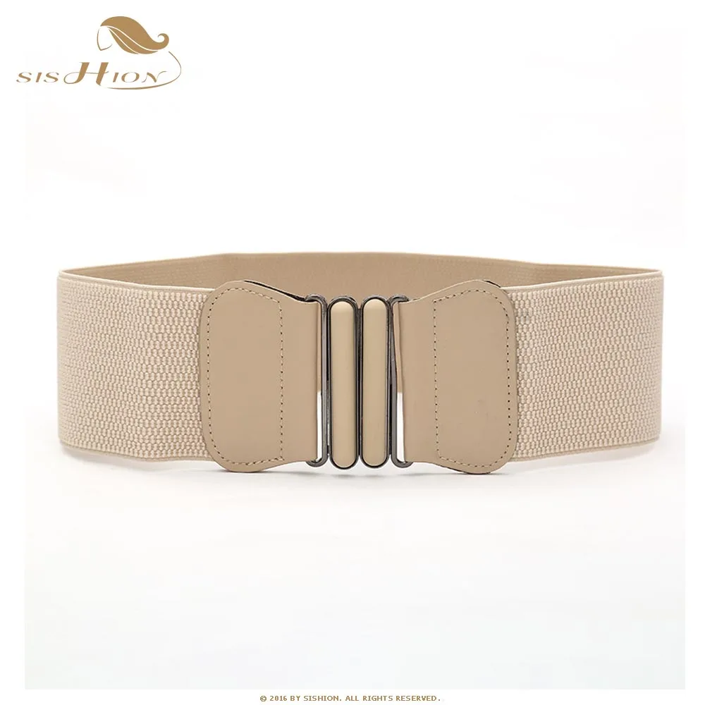 

SISHION Vintage Women Ladies Belt Black Red Brown Elegant Fashion Elastic Wide Waist Belts For Women Waistband VB0034