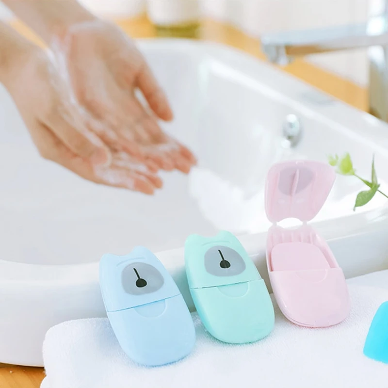 

Disposable Boxed Soap Paper 50pcs Travel Portable Hand Washing Box Scented Slice Sheets Mini Soap Paper