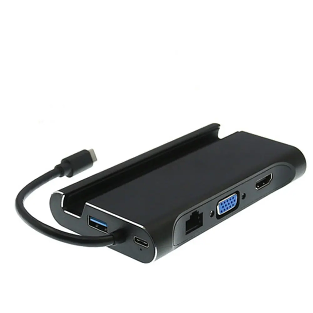 Nueva llegada 7 en 1 USB-C HDMI VGA Rj45 Ethernet USB 3,0 puerto de tipo C adaptador de Hub - 3