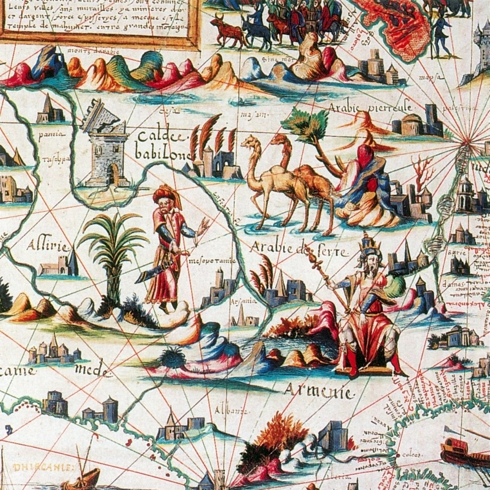 Central Asia  Pierre Desceliers's Map  1550 Poster Print by Science Source (24 x 24)