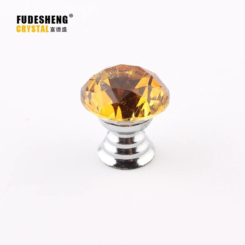 20MM 10PCS Fashion Small Yellow Crystal Drawer Handle Furniture