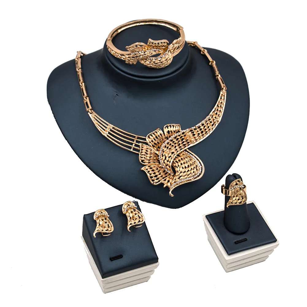 

2017 New Arrival African Gold Plating Jewelry Sets Nigerian Wedding Jewelry Set Necklace Set Gold Color Free Shipping