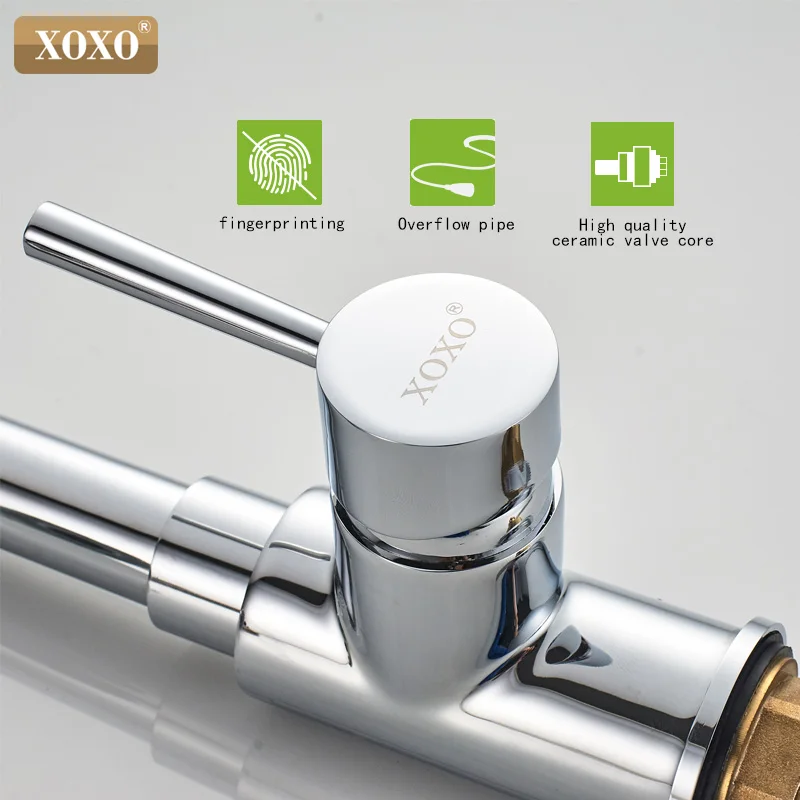  XOXO Kitchen Faucets chrome Single Handle Pull Out Kitchen Tap Single Hole Handle Swivel 360 Degree - 32741945640