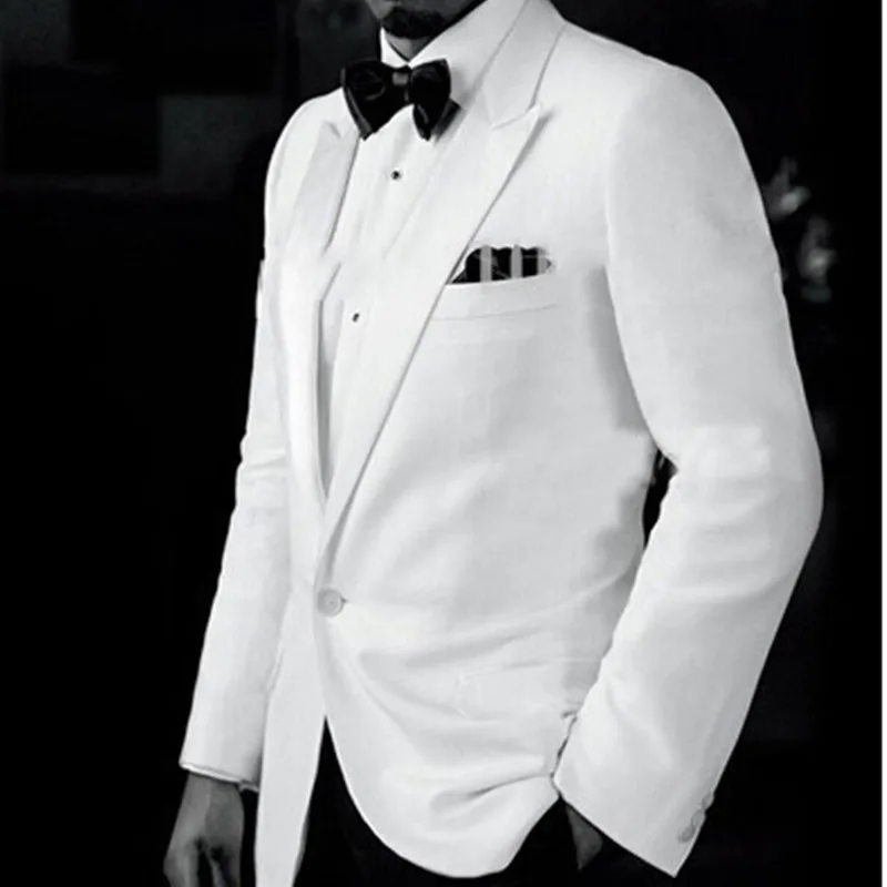 

2017 Best Selling Peaked Lapel Men's Wedding Suit White Groom Tuxedos Slim Fit Best Man Suit Prom Tuxedos For Men Groom Suits