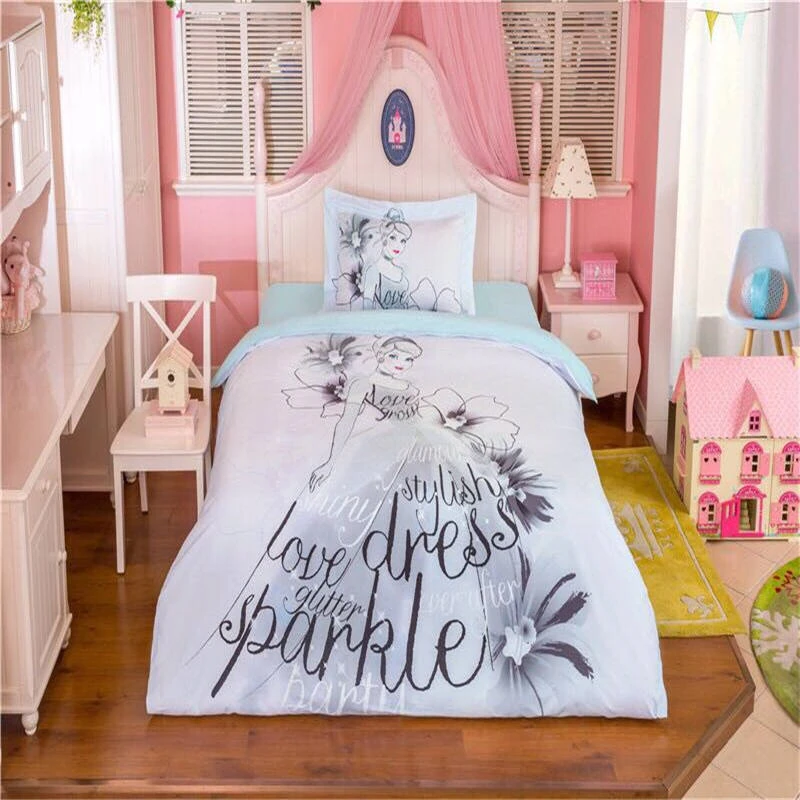 

2019 new Cotton Princess Princess Girl Bed Cover Bedding Set Twin Queen Duvet Cover Set Girl Gift Children Bedroom Decor