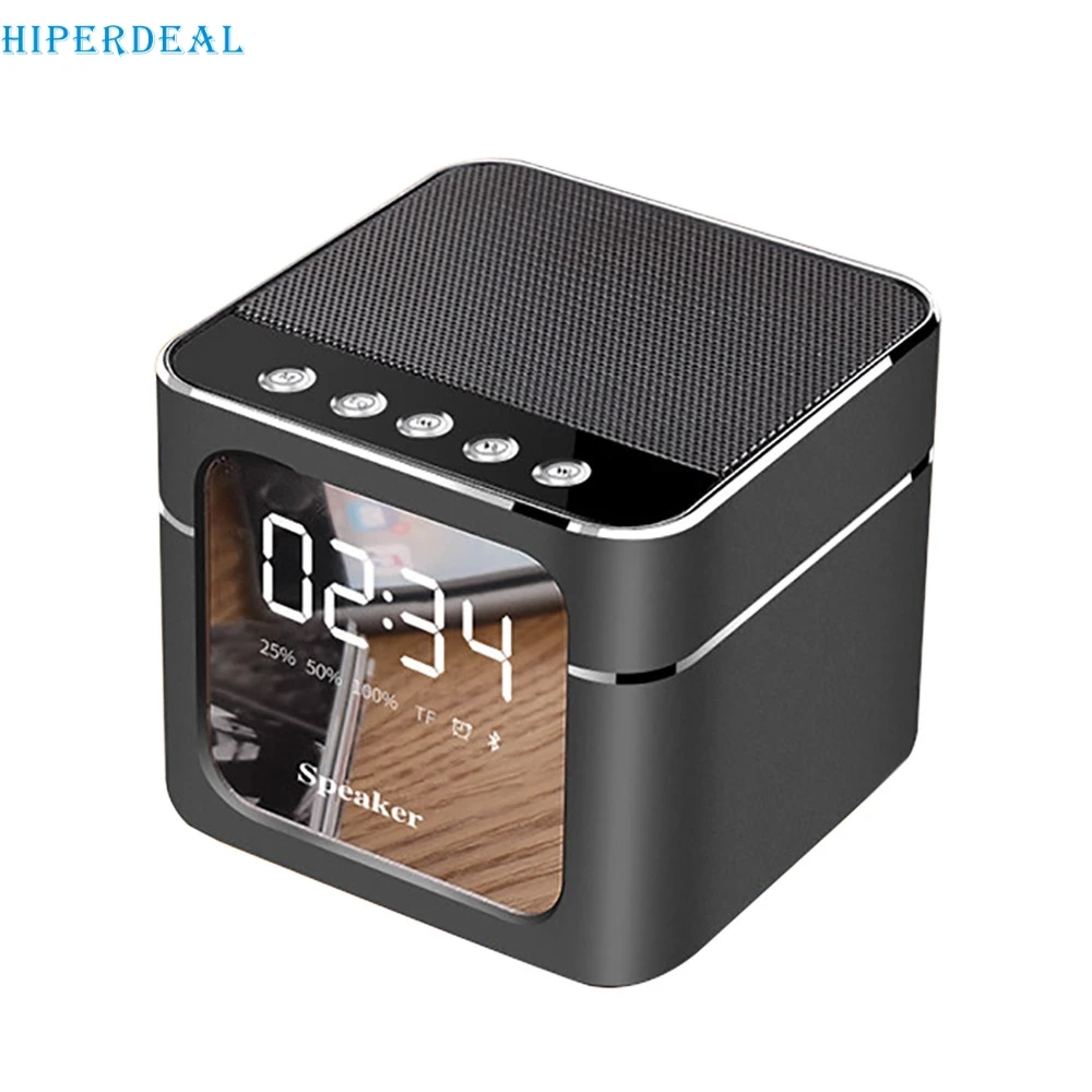 

HIPERDEAL Q5 Mini Alarm Clock Bluetooth Wireless Speaker Super Bass Stereo TF Card Audio Speaker For Phone PC #J