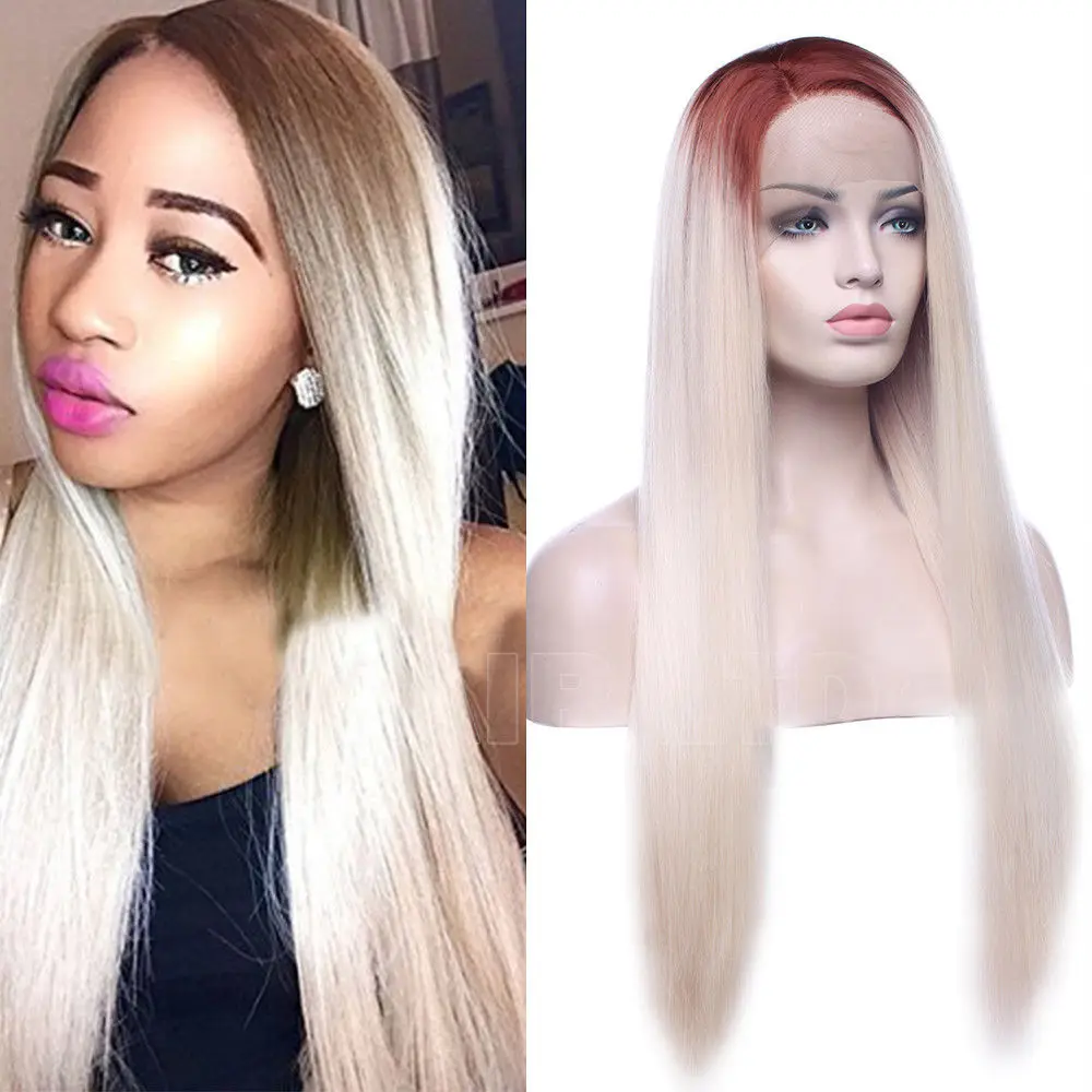 SNOILITE, 24 дюйма, бразильский кружевной передний парик для женщин, предварительно выщипанные натуральные волосы, парики на голову, синтетический кружевной передний парик, коричневый