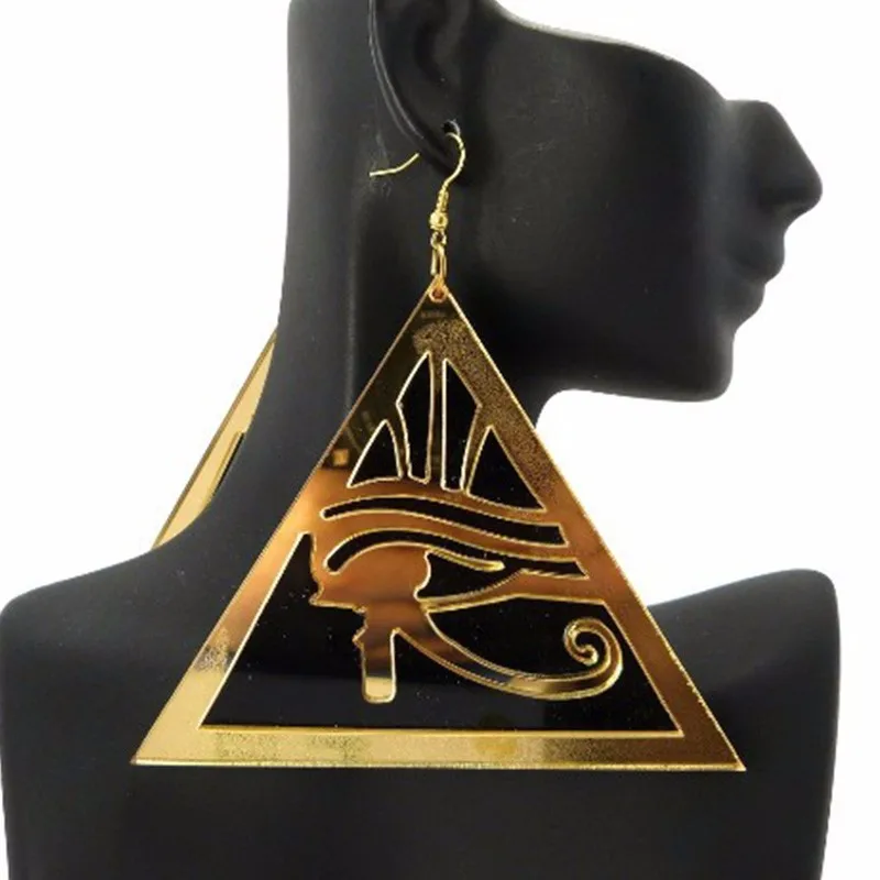 Серьги золотого цвета, акриловые серьги с лазерной огранкой в египетском стиле, модные серьги с глазами Хоруса