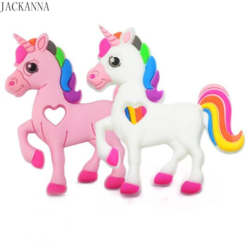 

Unicorn Silicone Teether Lovely DIY Teething Necklace Accessories Animal Silicone Baby Teether Toy Chew Pendant Newborn Gift