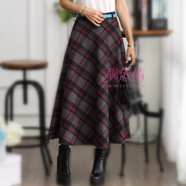 Long plaid skirt plus size Clearance