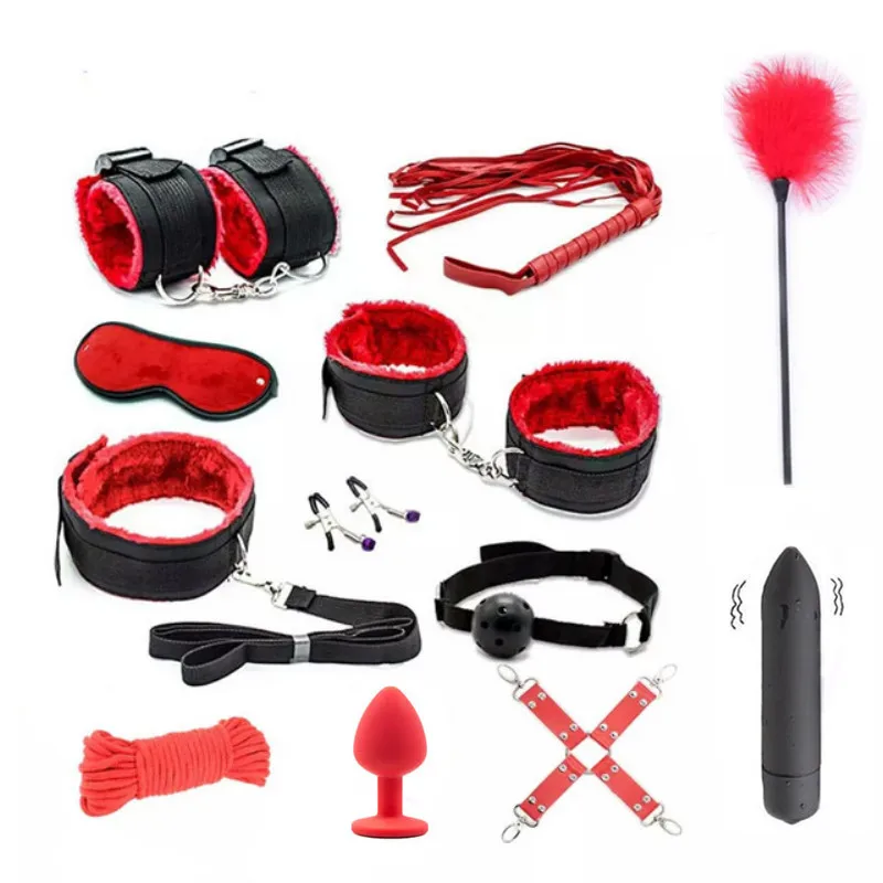 Sex Toys for Couples Exotic Accessories Nylon BDSM Sex Bondage Set Sexy Lingerie Handcuffs Whip Rope Anal Vibrator Sex Products