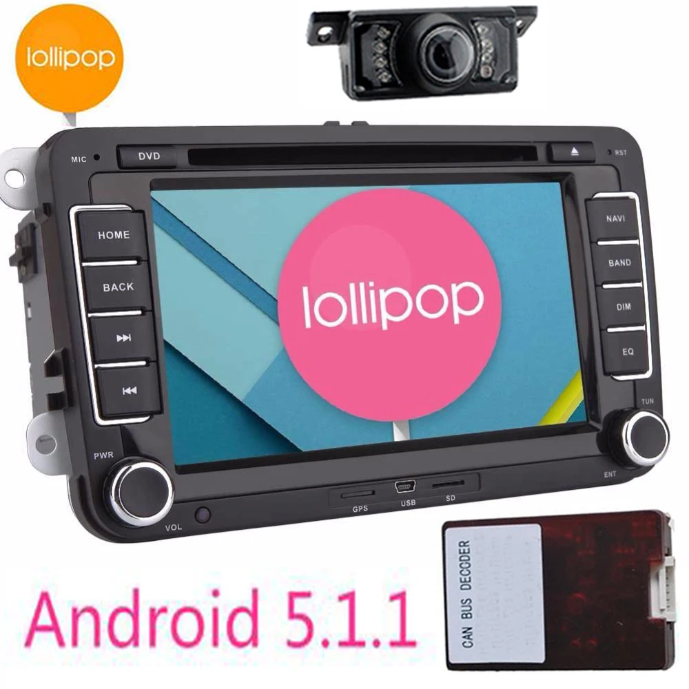 Best Car headunit radio DVD GPS Multimedia player Android5.1.1 For VW Volkswagen Golf Touran Jetta Skoda polo Passat caddy Octavia vw 0