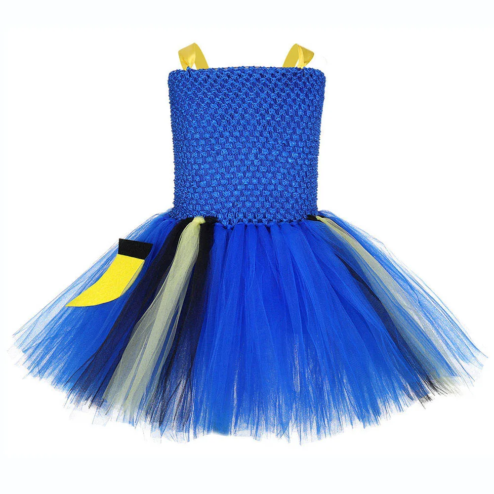 Cartoon Clownfish Nemo Girls Dress Animal Applique Dory Costume Knee Length Youth Clothing Children Birthday Tutu | Детская одежда и