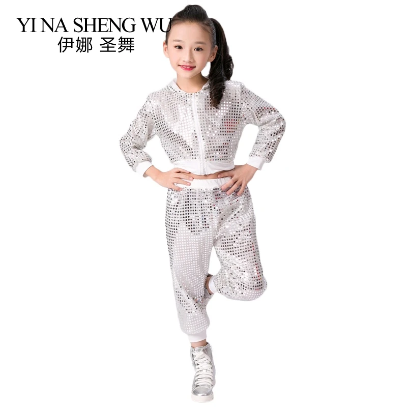 

Children Jazz Dance Costumes New Dance Performance Sequin Hip-hop Set Kids Dance Top Pants Shining Jazz Dancewear For Boys Girls