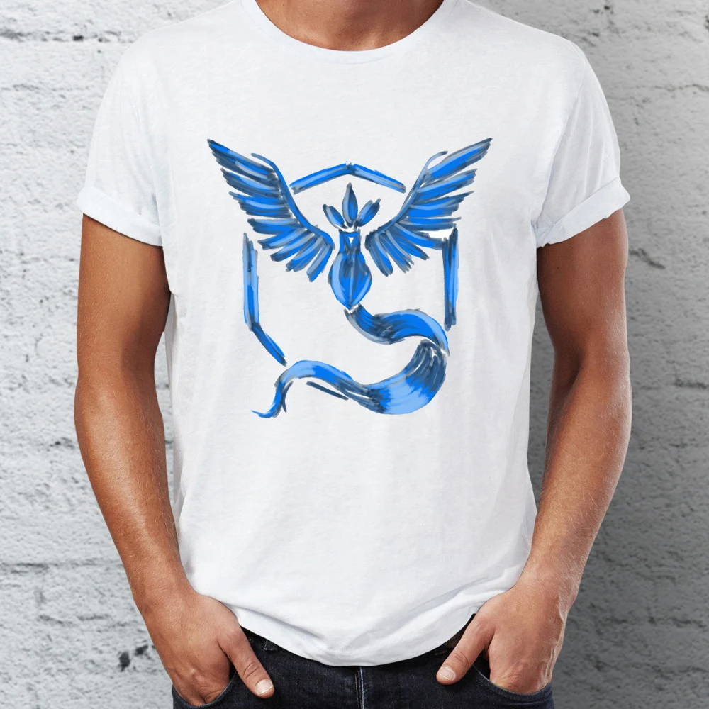 

2018 top printed Men's T Shirt Featuring Pokemon Go Team Logo Instinct Mystic and Valor Gaming Tee