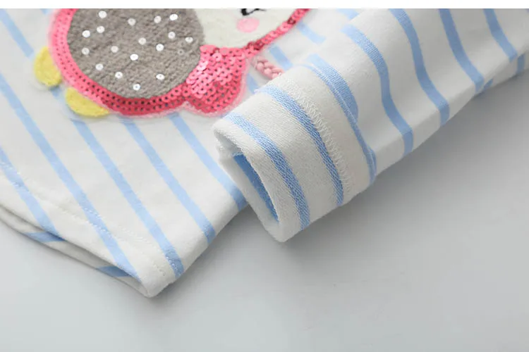 Children Penguin Tops 2018 Hot Sale Spring Autumn Kids Clothes Long Sleeve O-Neck Strip Girl Long Sleeve T Shirt (31)